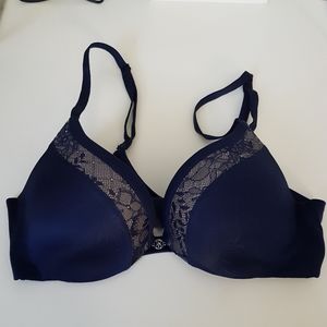 Victoria's Secret So Obsessed Push Up Lace Detail Bra Blue Sz 32B